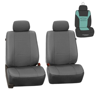 FH Group Car Seat Covers Rome PU Leather Bucket Car Seat Cover- Fit Most Car, Truck, SUV, or Van (Solid Gray) PU009102