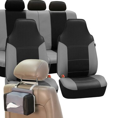 FH Group PU103115 Royal Leather Seat Covers (Gray) Full Set with Gift - Universal Fit for Cars, Trucks &amp; SUVs