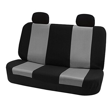 FH Group FH-FB102R012 Classic Solid Bench Car Seat Cover Gray/Black- Fit Most Car, Truck, SUV, or Van