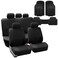 FH Group FH-FB072115 Full Set Road Master Car Seat Covers Solid Black, Airbag Compatible and Split Bench with F11306 Vinyl Floor Mats - Fit Most Car, Truck, SUV, or Van