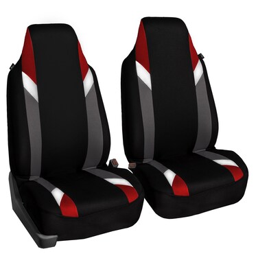 FH Group FB133102 Premium Modernistic Seat Covers Red/Black- Fit Most Car, Truck, SUV, or Van