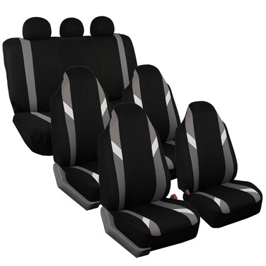 FH Group Three Row 7 Seater - Premium Modernistic Seat Covers - Fit Most Car, Truck, SUV, &amp; Van Gray/Black