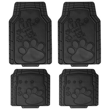 FH Group Car Floor Mats - Adorable Paw Print, Heavy-Duty Rubber Floor Mats for Cars, Universal Fit Full Set, Climaproof Floor Mats, Trimmable Floor Mats Fit Most Sedan, SUV, Truck Floor Mats Black