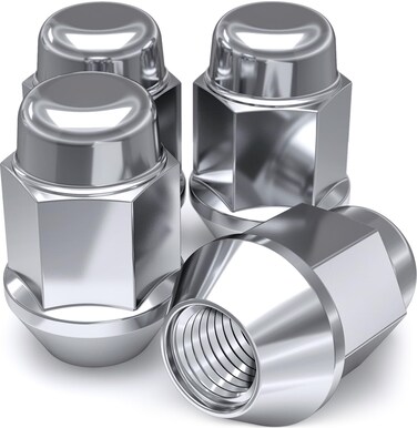 White Knight M12x1.50 Bulge Acorn Lug Nuts for Selective Aftermarket and Factory Wheels, Easy to Install, Durable Carbon Steel with Stylish Triple Layered Chrome Finish - 1707S-4AM (4 Pack)