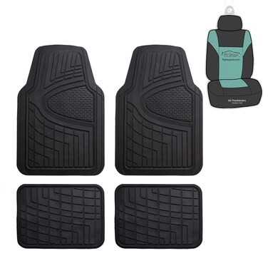 FH Group F11311 Premium Tall Trimmable Channel Rubber Floor Mats (Black)- Fits Most Car, Truck, SUV, or Van