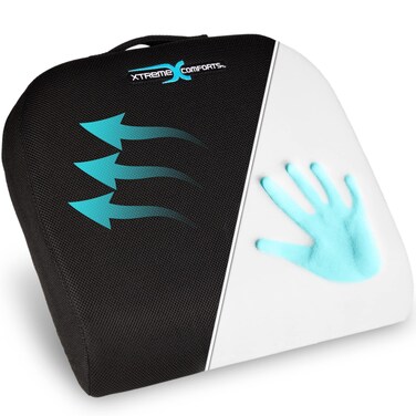 Xtreme Comforts Seat Cushion, Office Chair Cushions - Pack of 1 Padded Foam Cushion w/Handle for Desk, Wheelchair &amp; Car Use - Back Support Pillow for Chair