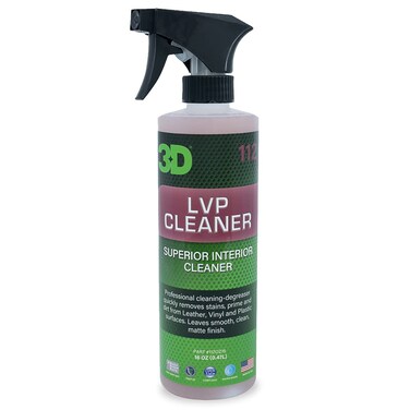 3D LVP Interior Cleaner - Removes Dirt, Grime, Grease, Oil &amp; Stains from Leather, Vinyl &amp; Plastic - Great for Seats, Steering Wheels, Door Panels, Dashboards - Car, Office, Home Use 16oz.