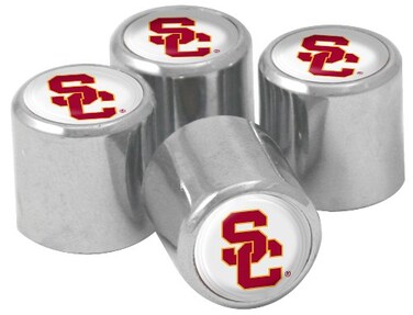NCAA USC Trojans Metal Tire Valve Stem Caps, 4-Pack