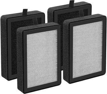 4 Pack LV-H128 Replacement Filter Compatible with LEVOIT LV-H128 / PUURVSAS (HM669A) / ROVACS (RV60) Air Purifiers, 3-in-1 H13 TRUE HEPA Filter, Activated Carbon Filter and Pre-Filter