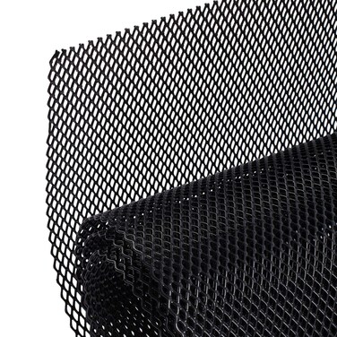 AggAuto Universal 40"x13" Car Grill Mesh - 100x33cm Aluminum Alloy Automotive Grille Insert Bumper 3x6mm Rhombic Hole, One of the Most Multifunctional Shape Grids Black