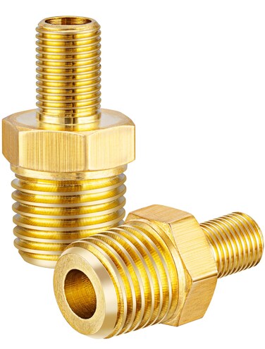 EVOULTES Brass Air Inflator Adapter, 1/4" NPT (M) to Standard Schrader Valve (M), Tire Inflator Connector for Auto Portable Air Compressor/Pump, Air Hose, Air Chuck (2 Packs)