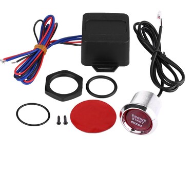 Qiilu Keyless Ignition Kit, Universal 12V Car Vehicle Engine Start Push Button Switch Ignition Starter Remote Start Passive keyless Entry Kits(Red)