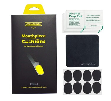 WINGKIND Alto/Tenor Saxophone &amp; Clarinet Mouthpiece Cushions Patches Pads, 0.8mm Black (8 pieces)