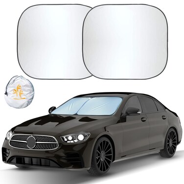 EcoNour Car Windshield Sun Shade Foldable   Front Windshield Shade for Sun, Heat and UV Rays   Sunshade for Car Front Window and Interior Sun Protection   Medium (28 x 31 inches)