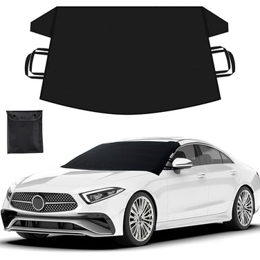 EcoNour Windshield Cover for Ice and Snow   Heavy Duty 600D Oxford Fabric   Windshield Protector for Cars, SUVs, Trucks   Secure Fit Waterproof Frost Cover   Winter Car Accessories   Medium (69"x42")
