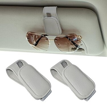 Yuoyar 2 Packs Magnetic Sunglass Holder for Car Visor - Universal Sunglasses Clip for Different Size Eyeglasses - Convenient Interior Car Accessories (2, Grey)