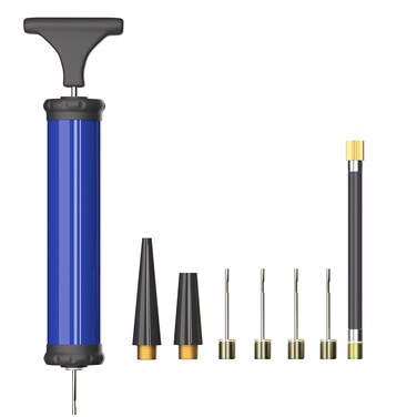 HDNNC Portable Ball Pump, Air Pump with 4 Needles 2 Nozzle 1 Extension Hose Great for Basketball Football Volleyball Soccer - Blue