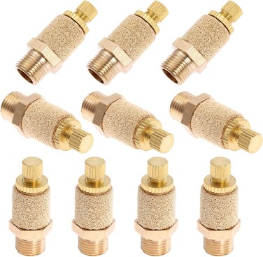 Mtsooning 10PCS Air Pneumatic Flow Control Mufflers, 1/4inch Exhaust Muffler Filters, Bronze Thread Hex Brass Silencer Replacement for 1/4" NPT BSL-02