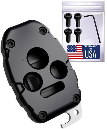 Key Fob Cover fits Honda - 2 Year Warranty Fob Replacement for Accord 2003-2012, Civic 2006-2013, CR-V 2005-2013, Pilot 2009-2015 Made in USA Key Shell Case with Bottle Opener (Black, 4 Button)