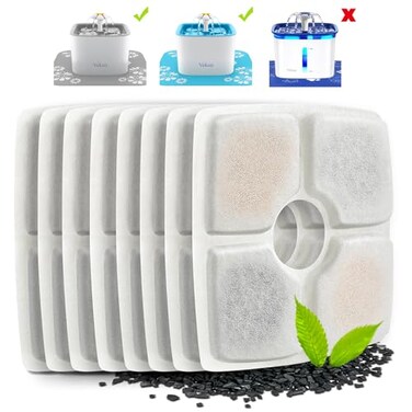Veken 8 Pack Replacement Filters for 84oz/2.5L Automatic Pet Fountain Cat Water Fountain Dog Water Dispenser