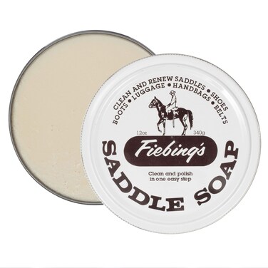 Fiebing's White Saddle Soap for Leather (12 oz Tin) - Leather Cleaner &amp; Conditioner to Soften, Protect &amp; Restore Leathercraft - Leather Soap for Car Seat, Couch, Shoe, Purse, Boot, Bag, &amp; Saddles