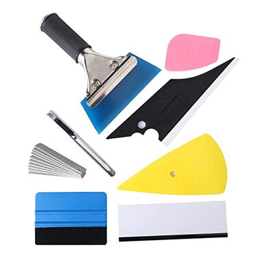 GISSVOGEEK Car Window Film Tinting Tools, Window Tint Kit, Window Tinting Tools, Auto Vinyl Wrap Installation Kit, Window Tint Installation Tools, 8 in 1 Vinyl Wrap Kit with Squeegee for Window Tint