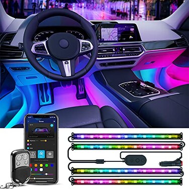 Govee Car Lights, Smart RGBIC Interior Car Lights with APP, Remote Control, LED Lights for Car with Music Sync, DIY Mode and Multiple Scene Options, 2 Lines Design 72 LED Lights for Car Decor