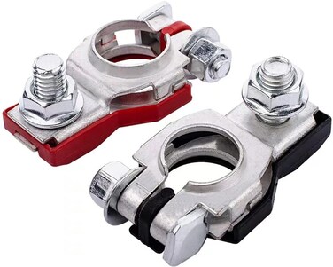 Battery Terminal Connectors(1 pair), Positive &amp; Negative Auto Battery Cable Terminal Top Post With plastic bottoms,Automotive Accessories Universal for Nissan 243407F000 243407F001