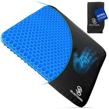 SelectSoma Gel Seat Cushion for Long Sitting Pressure Relief for Back, Sciatica, Coccyx, Tailbone Pain - Cushion for Office Chair, Wheelchair, Car &amp; Truck, Patio Chairs - Egg Seat Pad