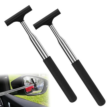 2 Pcs Car Mirror Wiper, 38.6in Handle Car Side Mirror Squeegee, Car Mirror Squeegee, Side Mirror Squeegee, Mini Squeegee for Rainy Foggy Weather