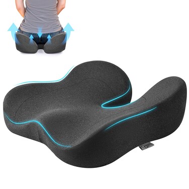 Soft Support Memory Foam Seat Cushion - Wide Cushion for Wide Hip Office Workers, Car Drivers - Sciatica,Tailbone Pain Relief Cushion,Office Chair Cushion &amp; Car Seat Cushion (Gray)