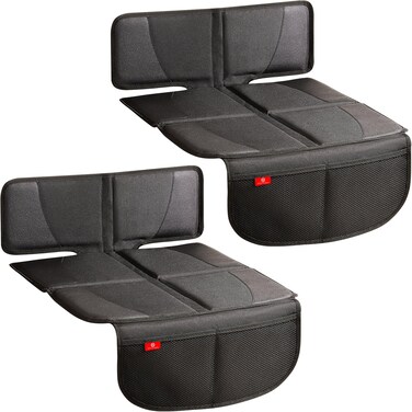 Helteko Car Seat Protector - 2 Pack Seat Mat for Under Child Booster Carseat, Seat Cover Protector from Waterproof &amp; Stain Resistant Thickest Padding Material for Leather and Fabric Seats, Black