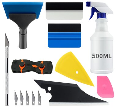 YXGOOD 9 Pcs Vehicle Car Window Tint Application Tools Kit Glass Protective Film Installing Tool Car Window Film Squeegee Auto Vinyl Wrap Installation Kit Squeegee for Vinyl (9)