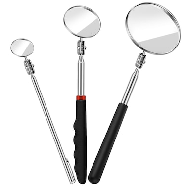 3 Pieces Telescoping Inspection Mirror Round Mirror Inspection Tool for Check The Condition of The Vehicle, Observe The Eyelashes, Mouth and Other Small Parts