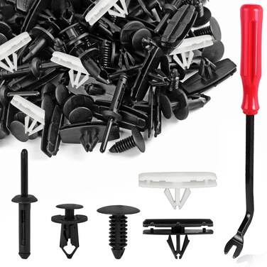 5 in 1 Wrangler Grille Fastener Retainer Clips, Xislet Push-Type Plastic Rivets Compatible with 2007-2024 Jeep Wrangler &amp; 2005-2010 Grand Cherokee Fender Bumper Clips Replace 6503598-151PCS