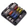 12 Volt Fuse Block, Waterproof 6 Way Fuse Box with 6 Ground Negative Busbar for Automotive[100 Amp Max] [LED Indicator] for Car Golf Cart Boat Marine RV DC 12-24V