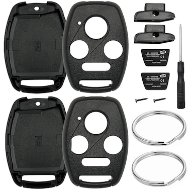2 Pack Key Fob Shell Replacement for Honda Accord 2003-2012 / Civic EX 2006-2013 / Pilot 2009-2015 / CR-V 2005-2006 4 Button Car Keyless Entry Remote Control Key Fob Case Cover - NO Cutting Require