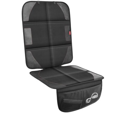 LUILANC Car Seat Protector with Thickest Padding,Waterproof 600D with Storage Pockets,Non-Slip Pets Fabric Child Baby Cover Leather Reinforced Vehicle Seat 1 Pack (Black)
