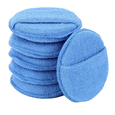 FONAROLL Microfiber Wax Applicator Pads, Car Wax Applicator with Finger Pocket, Buffing &amp; Detail Polishing Foam Pads for Car Cleaning and Fine Polishing (5 inch, 6 Pack)