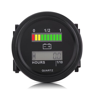 Qiilu LED Digital Battery Indicator Gauge with Hour Meter 12V/24V/36V/48V/72V for Cart