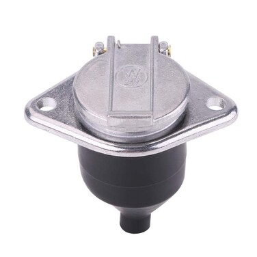 Qiilu 7-Way Round Connector Socket, 24V Vehicle Side Trailer Connector 7 Pin Trailer Socket for Trailer Semi-Trailer Truck RV