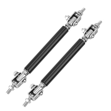 Qiilu 2Pcs Front Rear Bumper Lip Splitter Spoiler Strut Rod Tie Support 75mm/2.95inch Adjustable Universal Front Bumper Lip Splitter (Black)