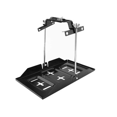 Battery Tray Holder, Car Battery Tray Universal Battery Tray Hold Down Kit Universal Metal Standard Battery HoldDown Tray Adjustable Hold Down Clamp Kit Compatible with Cars Boats