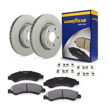 Goodyear Brakes PRK59787F   Front Premium Brake Kit with Pair (2) of AntiOx Coated Brake Rotors and Ceramic Brake Pads fits Acura ILX 15-14; Honda Accord 17-03, Civic 17-13, CR-Z 2016