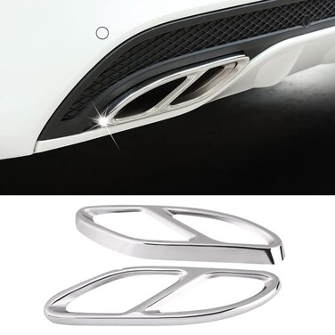 Car Exterior Exhaust Pipe Mufflers Cover, 1 Pair Exhaust Tail Pipe Cover Trims Silver for W246 W246 W205 W212 W213 GLC-Class X253 GLE-Class W166 GLS-Class X166
