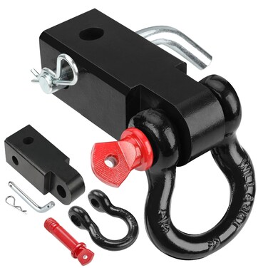 BETOOLL 2-Inch Shackle Tow Hitch Receiver, 46297 Lbs Break Strength 3/4" D Ring Shackle Compatible with Jeep Wrangler and All Chevy/GMC, Ford, Dodge, Nissan, Toyota Truck 2" Receivers