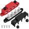 Joinfworld Bus Bar 12V 250A Power Distribution Block 4 x 3/8" Studs 12 Volt Automotive Marine Battery Busbar Terminal Block with Cover - Negative&amp;Positive