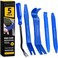 Tresalto Auto Trim Removal Tool Kit - 5-Piece No Scratch Pry Tool Set for Car Panel and Dashboard Removal - Includes Door Panel Tool, Push Rivets, Car Clips - Essential for Interior Trim Work - Blue