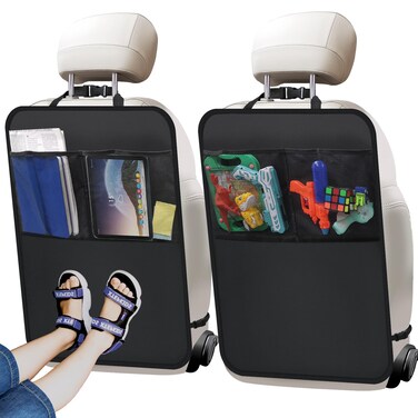Zecirl 2 Pack Kick Mat Backseat Protector,Back Seat Cover for Kids,Car Seat Back Protectors with 2 Pocket Storage Organizer for Car, SUV, Minivan or Truck Seats
