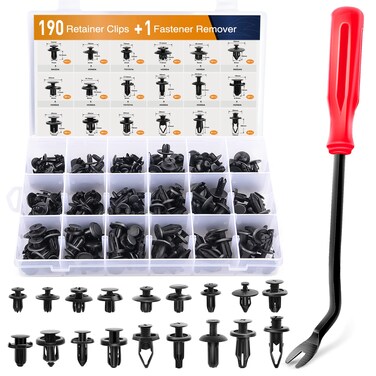 GOOACC 190 Pcs Car Retainer Clips &amp; Fastener Remover - 18 Most Popular Sizes &amp; Applications Auto Push Pin Rivets Set -Door Trim Panel Clips for Toyota, Honda, Nissan, Mazda - Bonus Fastener Remover
